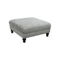 Velvet Patterned Square Ottoman with Wood Legs